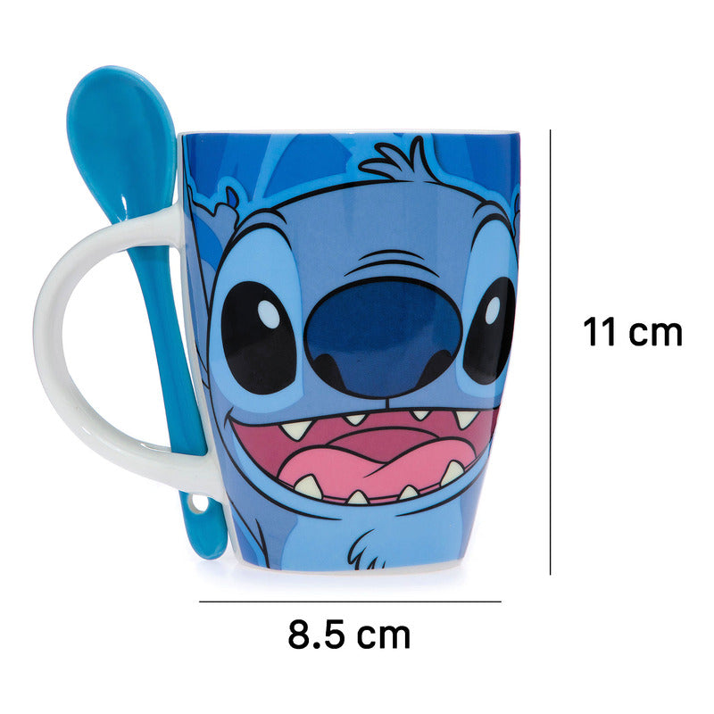 Taza De Porcelana 2pz Con Cuchara Diseño Animado 310ml