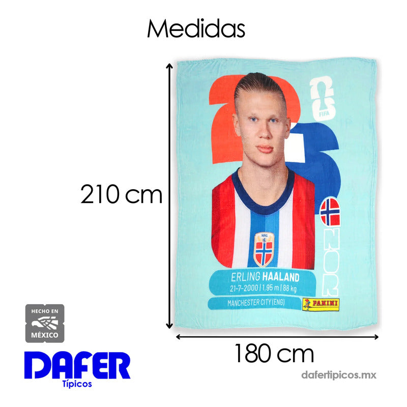 Frazada Ligera Super Suave Matrimonial Futbol Providencia® Equipo 500 G Haaland Panini