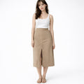 Falda Casual De Tiro Alto Con Slit Frontal Marca Stop® Beige Lisa M