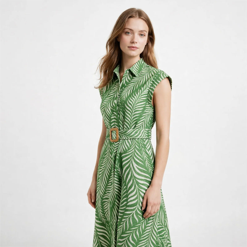 Vestido Ligero Largo Para Mujer Mod. 3477 Marca Okey® Multicolor Floreado 36