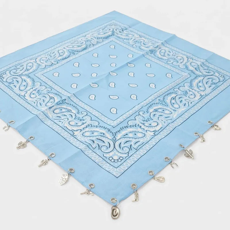 Paliacate Tradicional Multiusos Accesorio Unisex 55x55cm Celeste Geométrico Unitalla