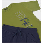 Conjunto Juvenil Playera + Short Mod. 6677 Marca Mayoral® Azul Marino/ Verde Musgo Estampado 16