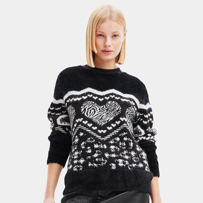 Suéter Casual Para Mujer Estampado Original Marca Desigual® Multicolor 23wwjf56