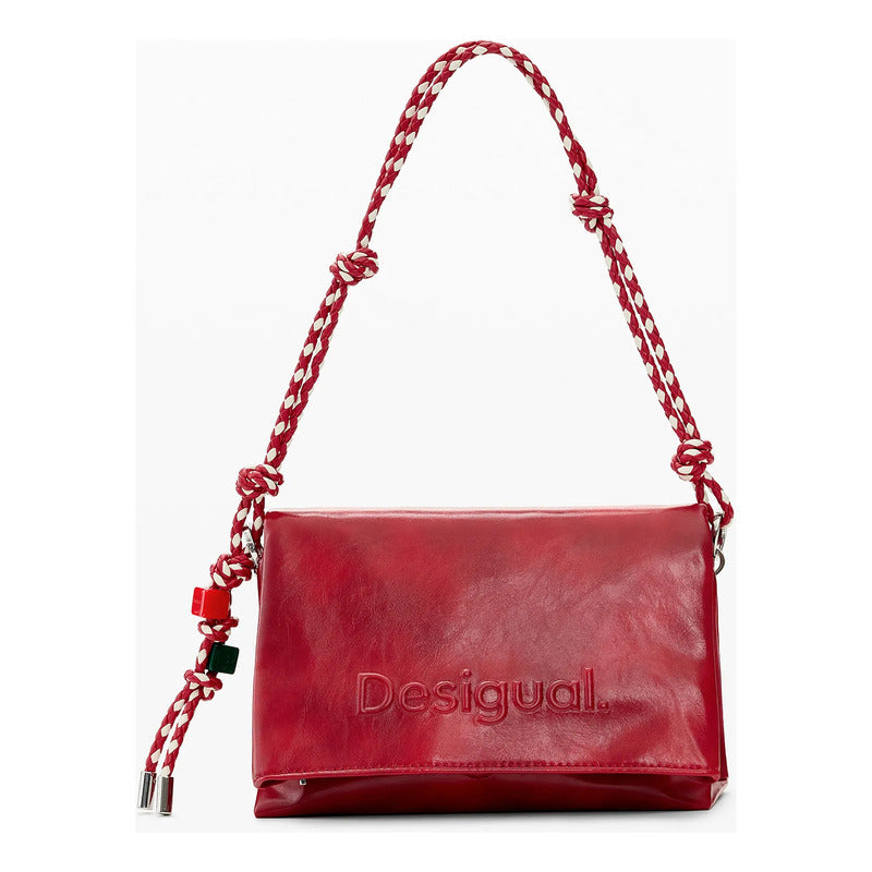 Bolso Mediano Para Mujer Mod. 26saxpaa/3000 Marca Desigual® Rojo Lisa Níquel Multicolor
