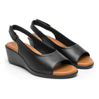 Sandalia Cuña Baja Para Mujer Mod.123717 Marca Flexi® Negro Liso 25.5 Mx