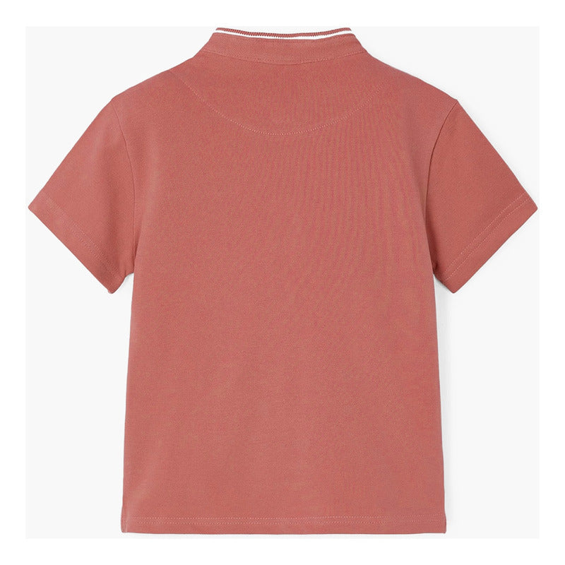 Playera Cuello Mao De Niño Mod.3102 Marca Mayoral® Coral Oscuro Liso 7