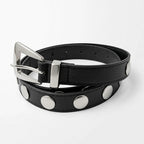 Cinturón Casual Básico Para Mujer Con Remaches Metálicos Negro Lisa 103 Cm
