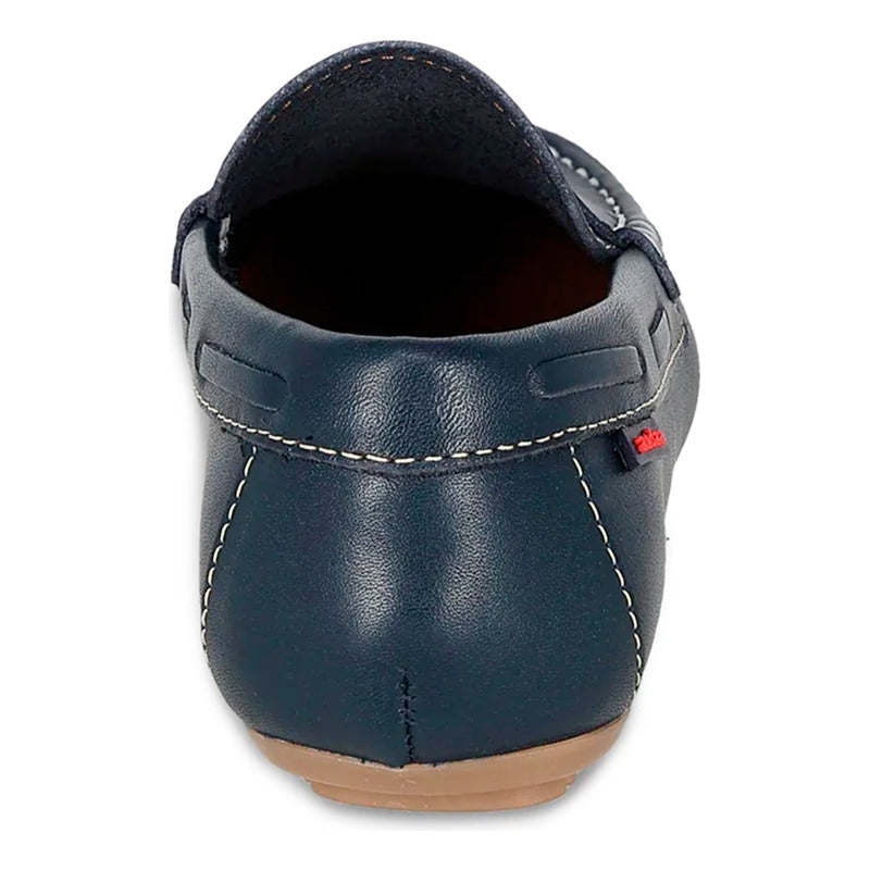 Zapato Mocasín Para Niño Mod.445300 Marca Coqueta Y Audaz® Azul Marino Lisa 21 Mx