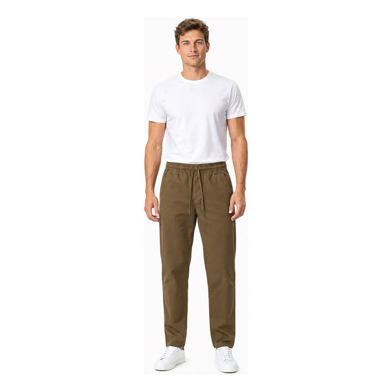 Pantalón Jogger Slim Fit Para Hombre Gjoggw Marca Bobois® Tabaco Lisa 34