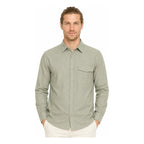 Camisa Lino Regular Fit Para Hombre Mod. Le2604 Roosevelt® Olivo Lisa G