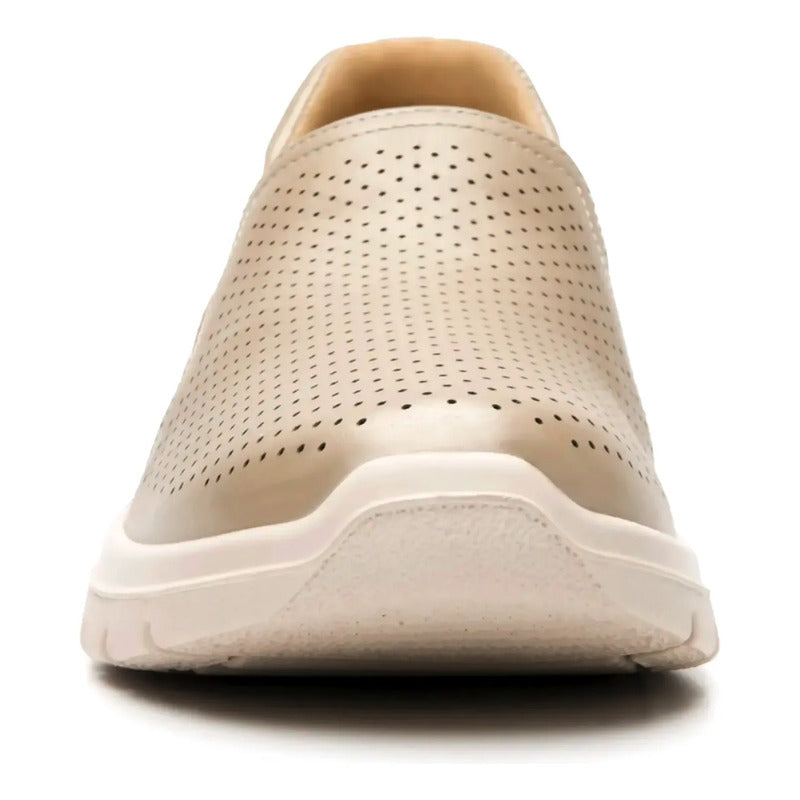 Zapato Mocasín Conford Para Mujer Mod.130210 Marca Flexi® Beige Perforasdo 26 Mx