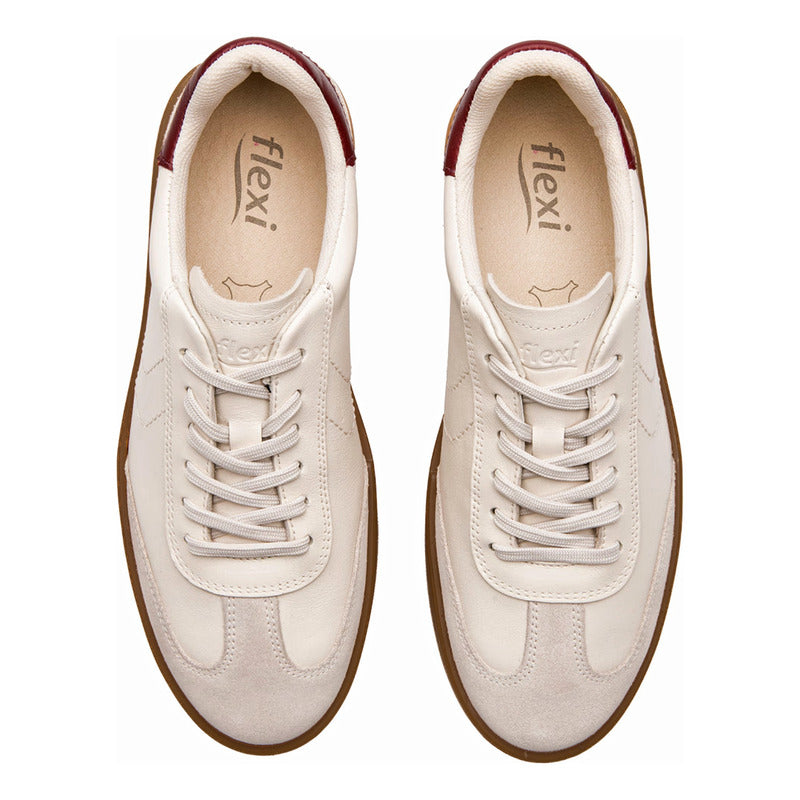Tenis  Sneaker Casual Dama Mod.134503 Milan Marca Flexi® Algodón Lisa 24.5 Mx