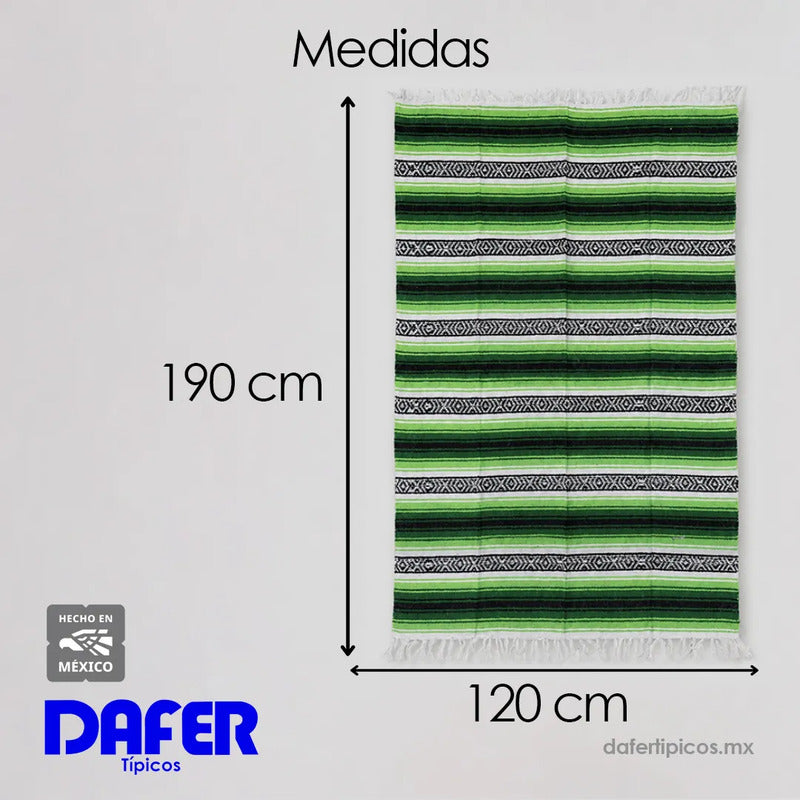 Falsa Artesanal 1.90m X 1.20m Cobija Multiusos Mexicana Geométrico 1 Kg Verde Lima