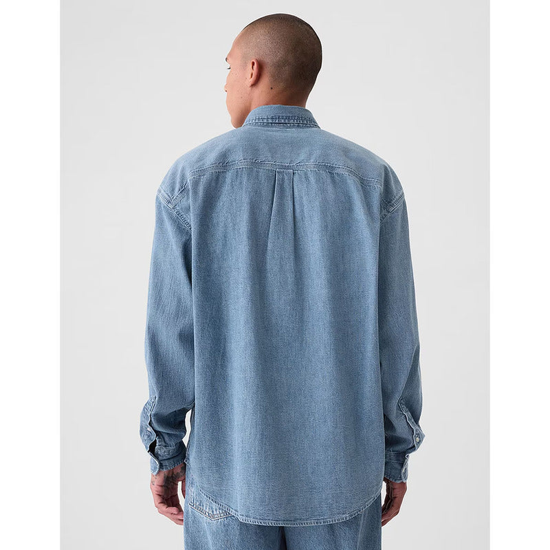 Camisa Casual De Mezclilla Para Hombre Marca Oggi®