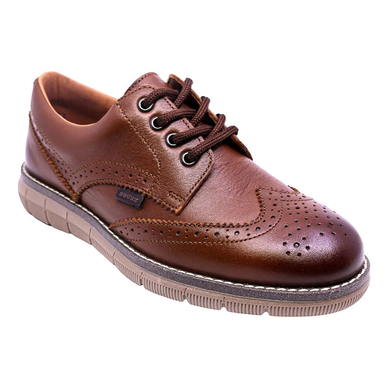 Zapato Tipo Oxford Para Niño 435502-m Marca Coqueta Y Audaz® Marrón Perforado 18.5 Mx