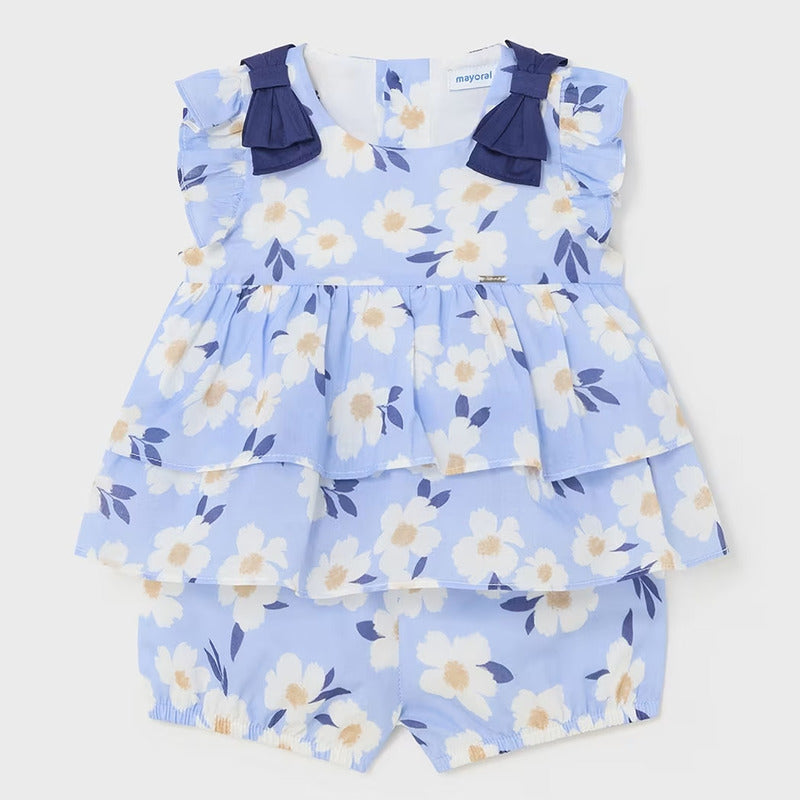 Conjunto De Bebé Blusa+short Mod.1232 Marca Mayoral® Añil 12 Meses