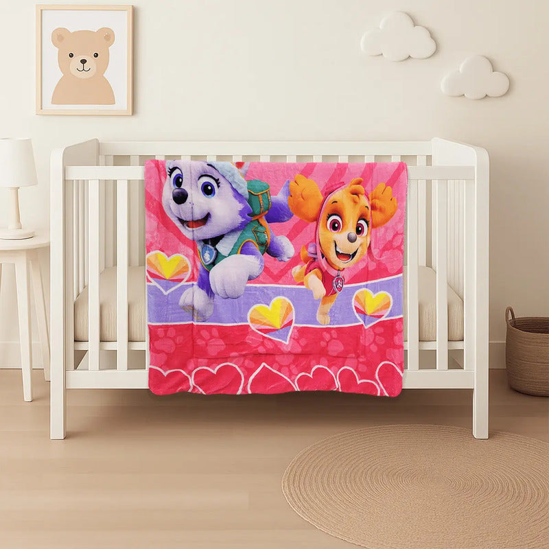 Cobertor Edredón Cunero Para Bebé 1.10mx1.40m Providencia® Diseño De La Tela Paw Patrol Rosa