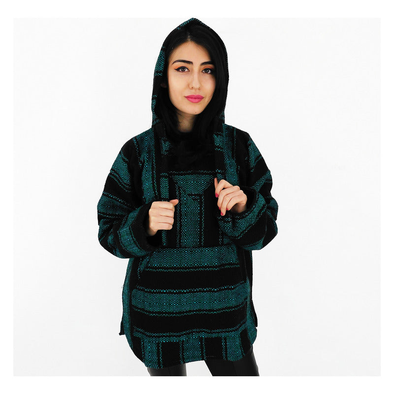 Suéter Poncho Canguro Artesanal Hoodie Acrilico Colores