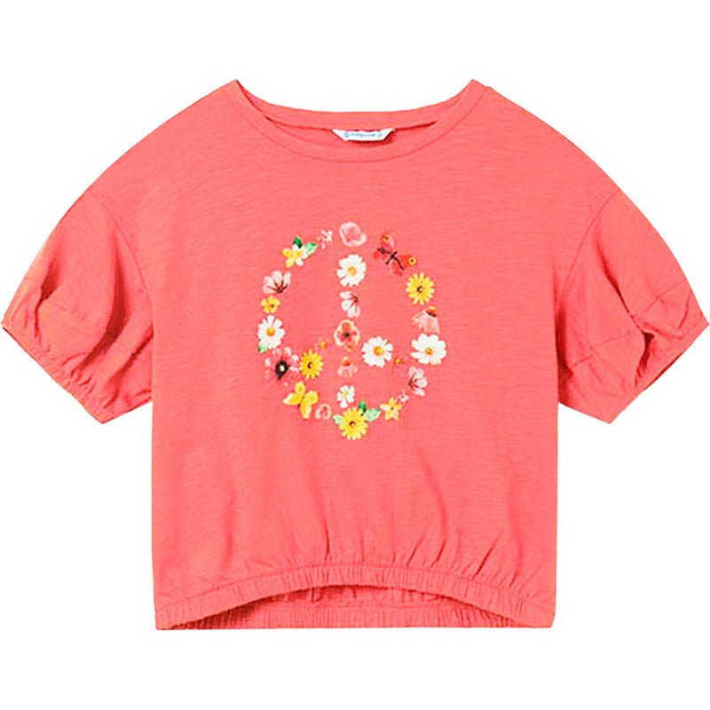 Blusa Casual Para Niña Mod.6056 Marca Mayoral® Coral Flores 8 Años