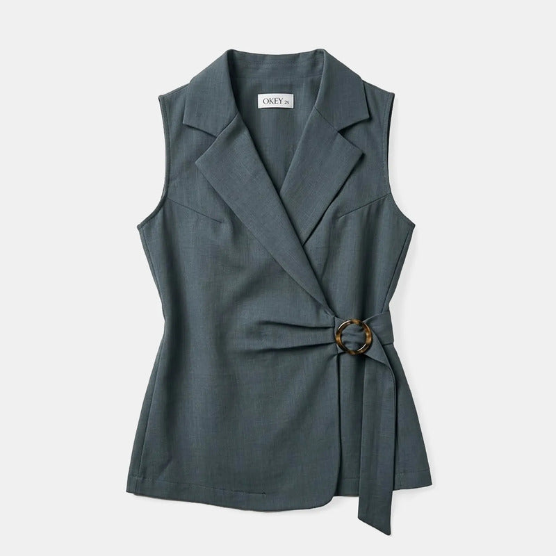 Conjunto Formal Para Mujer Mod.3541 Marca Okey® Azul Petróleo Lisa 40