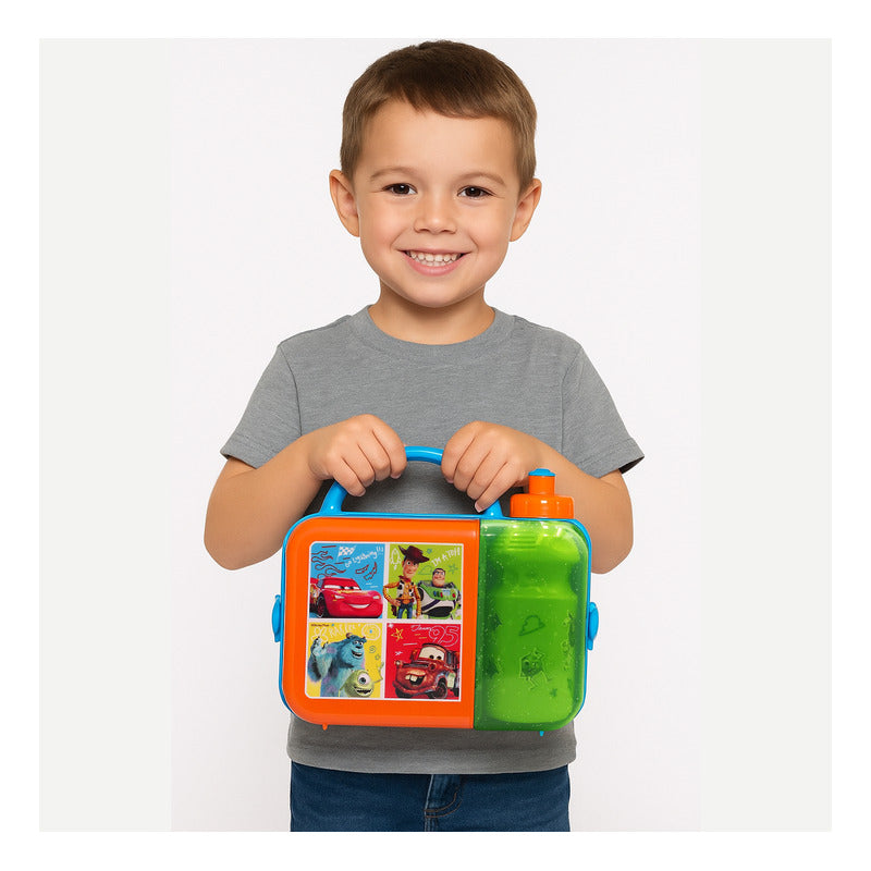 Lonchera Infantil De Plástico Con Botella Diseños Varios