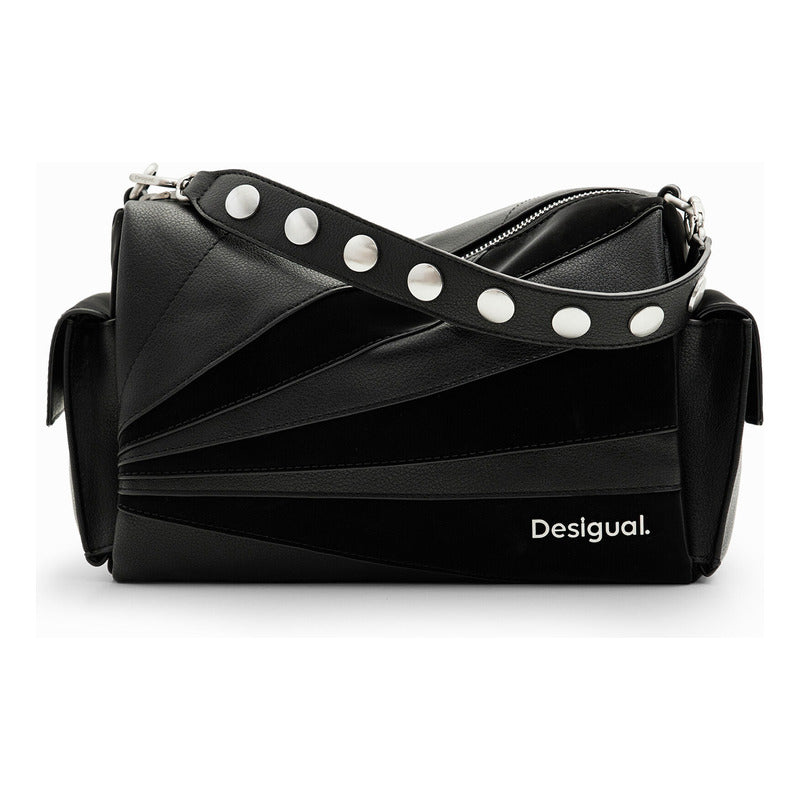 Bolso Patch Texturas Para Mujer Mod.24saxp75/2000 Desigual® Negro Lisa Níquel