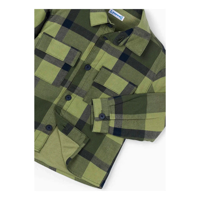 Camisa De Cuadros Para Niño Mod.4123 Marca Mayoral® Verde Olivo Cuadros 10
