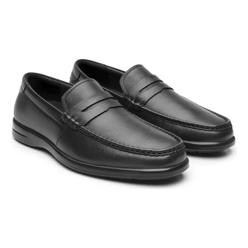 Zapato Mocasín Para Hombre Plantilla Anatómica 423003 Flexi® Negro Lisa 26,5 Mx