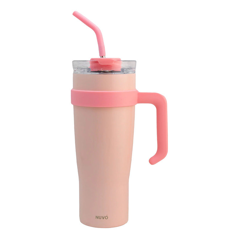 Termo Doble Pared Acero Inoxidable Con Asa/popote 1.2l Nuvó®