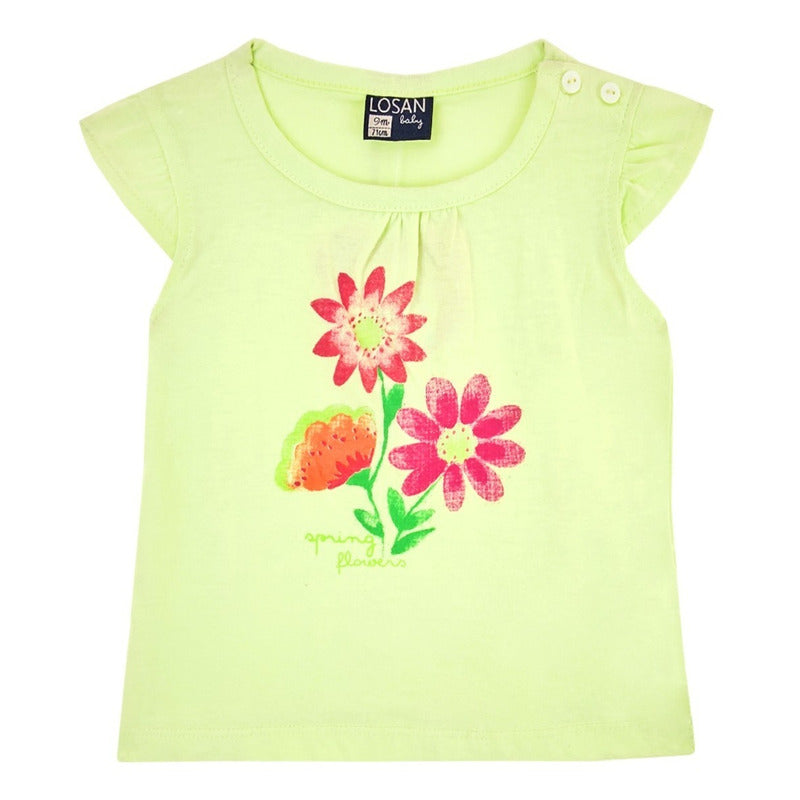 Blusa Ligera Casual  Manga Corta Para Bebé Marca Losan®