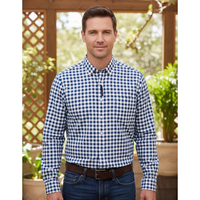 Camisa Regular Fit Cuadros Para Hombre Marca White Peak®