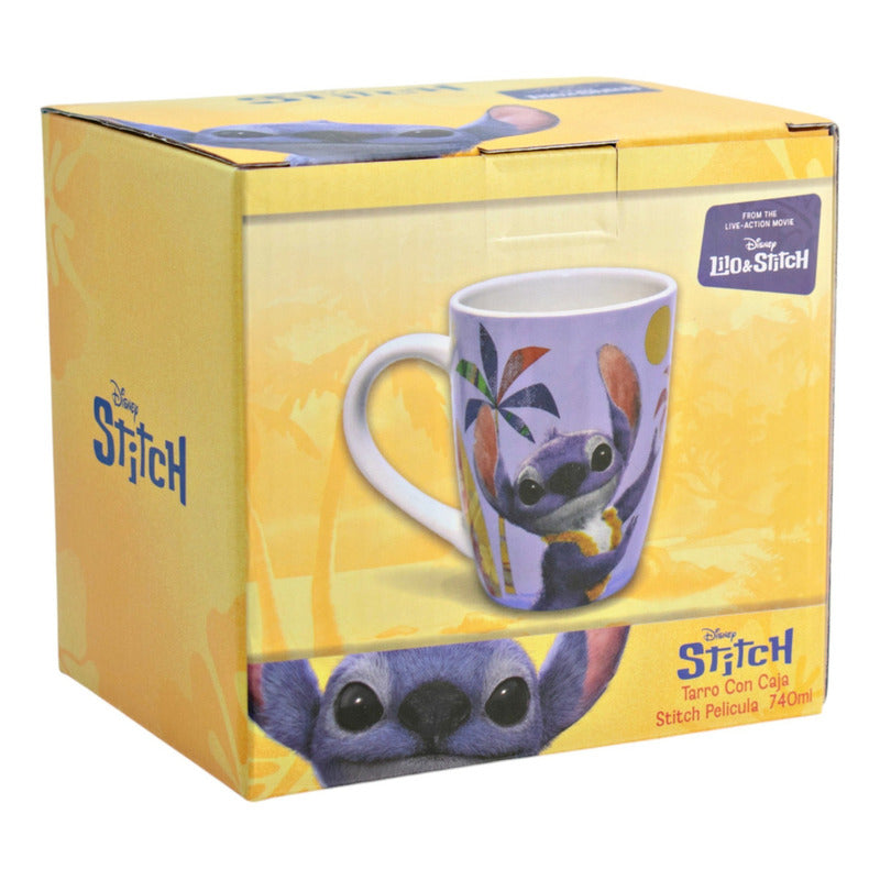 Taza Cerámica Personajes Animados Con Caja De 740 Ml Color Azul Lilo Y Stitch Live Action