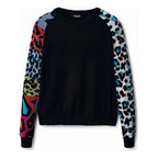 Suéter Manga Larga Para Mujer 22wwjf80/2000 Marca Desigual® Negro Animal Print L