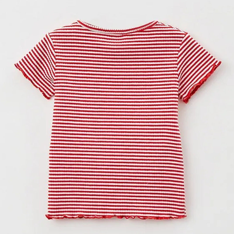 Blusa De Niña Mod.3042 Carmín Marca Mayoral® Rayas Carmín 6 Años