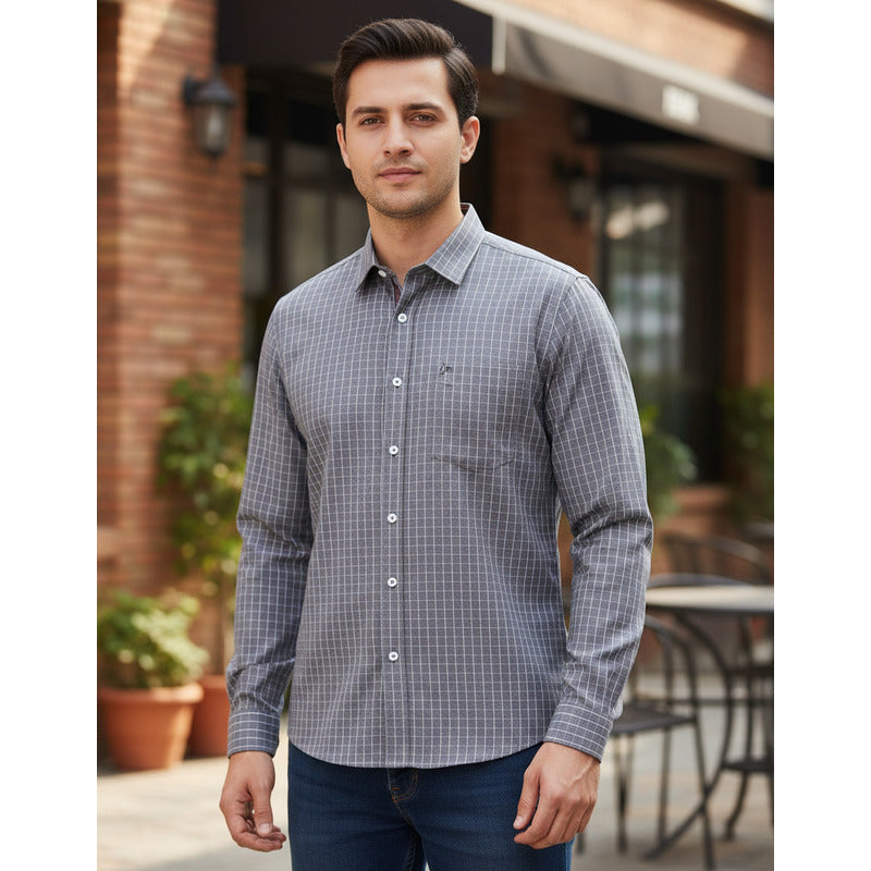 Camisa Regular Fit Cuadros Para Hombre Marca White Peak®
