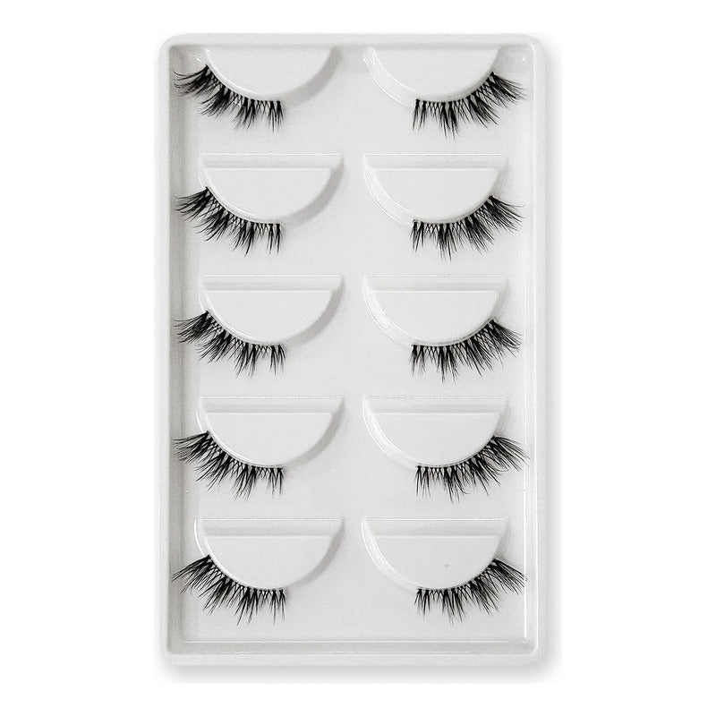 Pestañas Postizas En Tira 5 Pares Marca Kfer Valtierra® Negro Cutie C 1 Cm