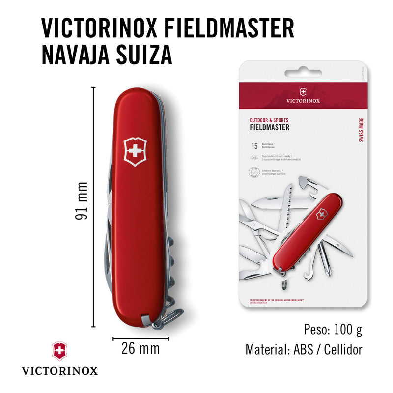 Navaja Fieldmaster 15 Func. Mod. 1.4713 Marca Victorinox® Rojo