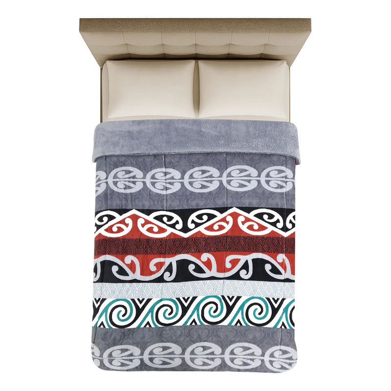 Edredón Borrega Soft Sobrecamero 2x2.20m Marca Providencia® Multicolor Geométrico Tribal