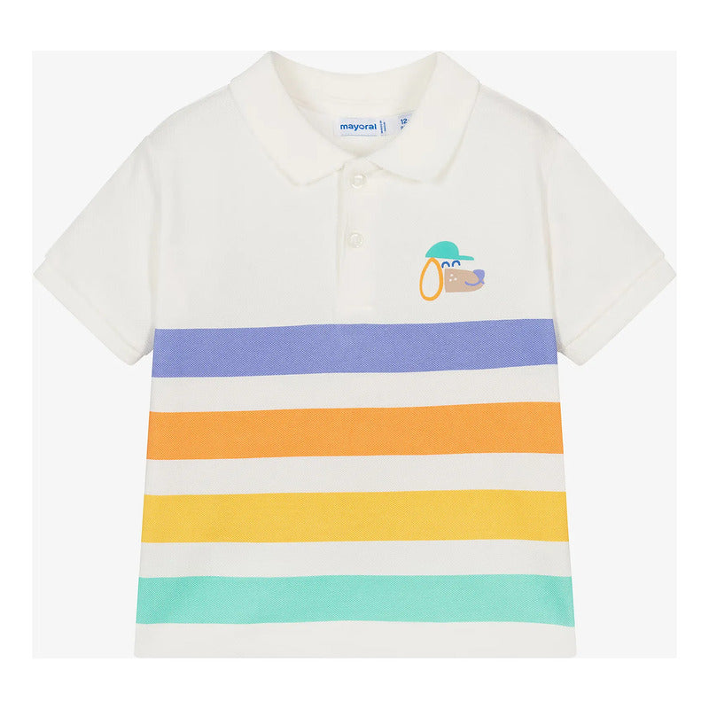 Playera Polo Para Bebé Mod. 1108 Marca Mayoral® Nata 6 Meses Rayas