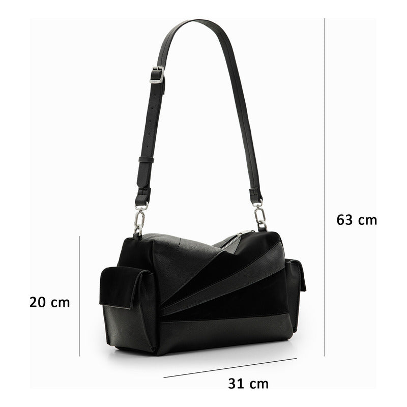 Bolso Patch Texturas Para Mujer Mod.24saxp75/2000 Desigual® Negro Lisa Níquel