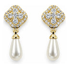 Aretes Elegantes Gota De Perla Para Mujer Bisutería Fina Beige