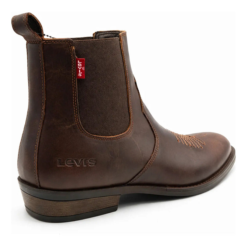 Bota Chelsea Para Caballero Mod. L2126563 Marca Levís® Marrón Liso 25 Mx