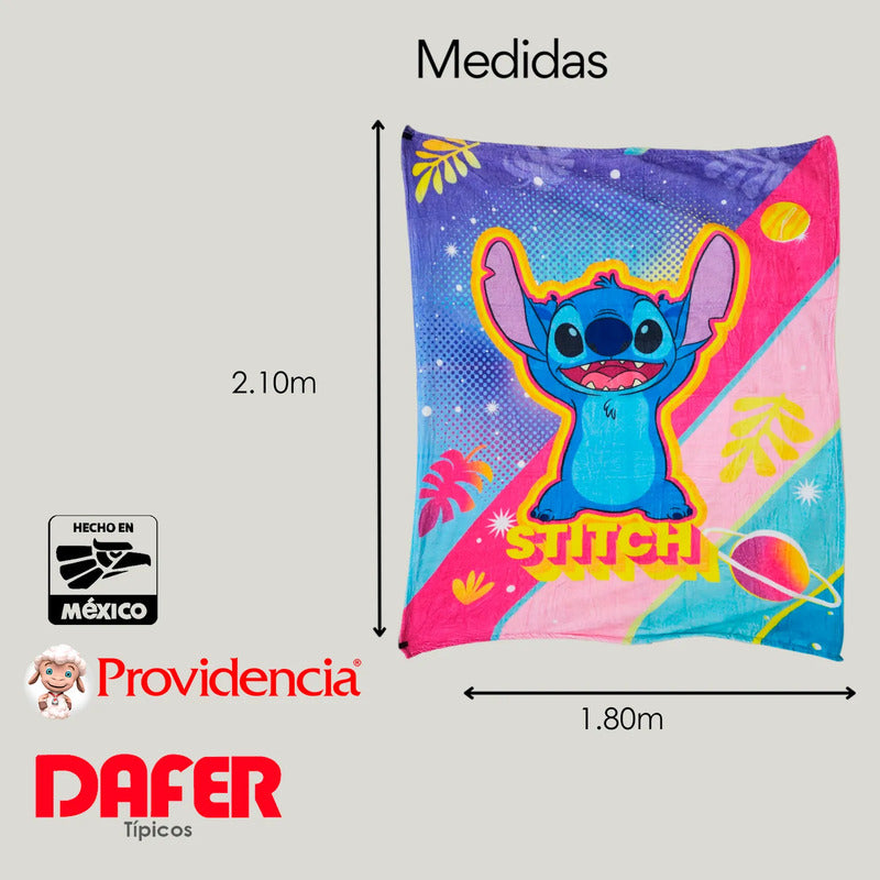Cobertor Ligero Super Suave Matrimonial Diseños Providencia® Stitch Happy 850 G Multicolor