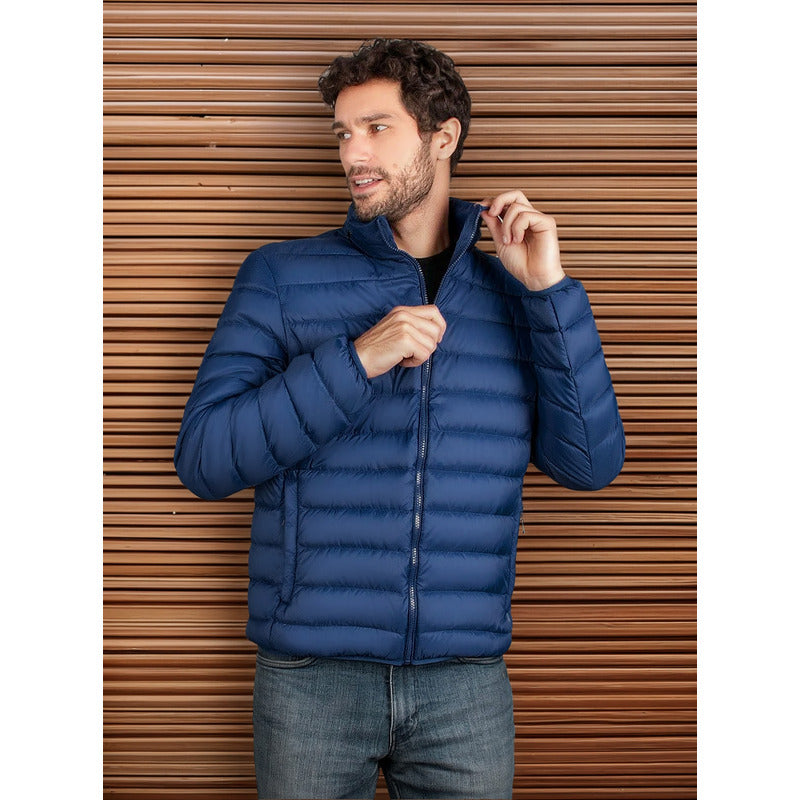 Chamarra De Pluma Ligera Packable Cw83-pol8666 Greenlander® Azul Xg Capitonado