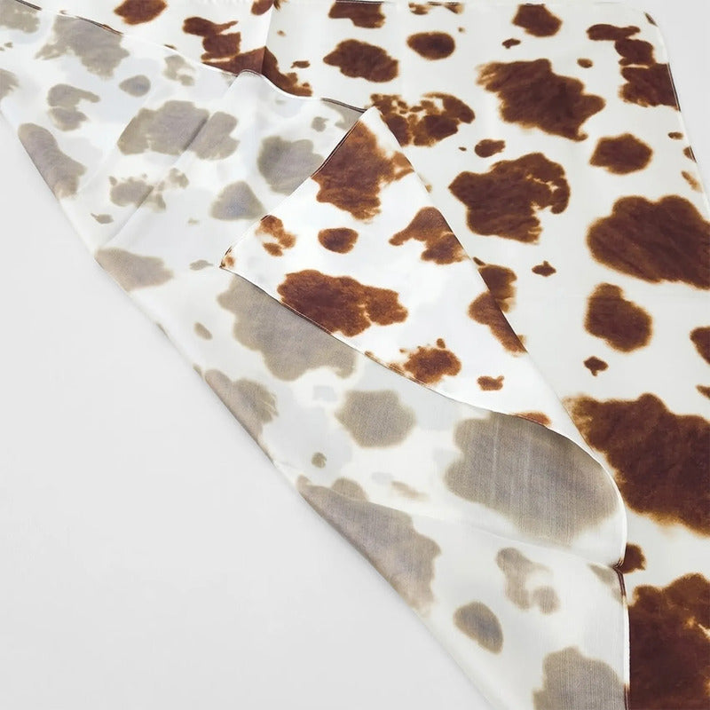 Mascada Ejecutiva De Satín Cuadrada Fina Para Mujer Multicolor Cow Print Unitalla