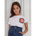 Blusa Corta Para Niña Mod.6047 Marca Mayoral® Blanco Carmín 18