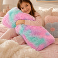 Almohada Abrazable Peluda 110cm X 40 Cm Marca Pillow Lart® Rosa/turquesa