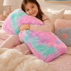 Almohada Abrazable Peluda 110cm X 40 Cm Marca Pillow Lart® Rosa/turquesa