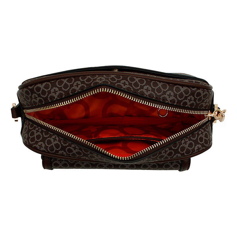 Bolso Crossbody Para Mujer Mod. Ji 2376 Marca Jaime Ibiza® Marrón Geométrico Níquel