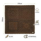 Chalina Chal Elegante Suave Para Mujer 130x130cm Marrón Geométrico Unitalla